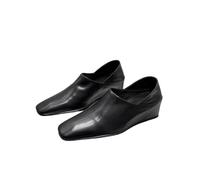 JJDFW Femmes Mocassins Pointe Carrée Talon Caché Slip-on Cuir Synthétique Pointe Carrée | Talon Caché (3-6cm) | Slip-on | Cuir Synthétique | Noir/Marron