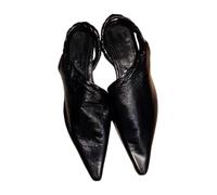 JJDFW Femmes Mules Pointe Bride Arrière Tressée Plates Slip-on Pointe | Mule | Bride Tressée | Plate | Microfibre | Fausse Peau | Noir