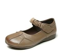 JJDFW Maman Confortable Automne Été Chaussures en Cuir Noir pour Femmes Flats Oxford Chaussures Femmes Plat, kaki, 39.5 EU