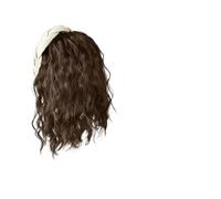 JJDFW Mignon Long Ondulé Curly Headband U-Shape Extension de Cheveux Clip Naturel Faux Demi-Perruque Femme
