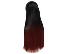 JJDFW Perruque synthétique longue et ondulée pour femme - Brun ombré - Noir - Blond - Cosplay - Naturel - Résistant à la chaleur - Demi-perruque pour femme