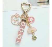 JJDFW Porte-clés Lapin en Fleur de Cerisier pour Femme Porte-clés créatif Sac à Main Étui pour Casque Pendentif Bijoux