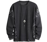 JJdocvanatic Sweat-Shirt à col Rond Homme Oversize Maillot de Survêtement Crewneck Sweater Noir Blanc Gris Foncé