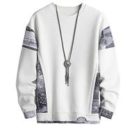 JJdocvanatic Sweat-Shirt à col Rond Homme Oversize Maillot de Survêtement Crewneck Sweater Noir Blanc Gris Foncé