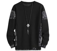JJdocvanatic Sweat-Shirt à col Rond Homme Oversize Maillot de Survêtement Crewneck Sweater Noir Blanc Gris Foncé
