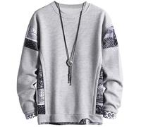 JJdocvanatic Sweat-Shirt à col Rond Homme Oversize Maillot de Survêtement Crewneck Sweater Noir Blanc Gris Foncé