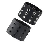 JJDreams 2 pièces larges Set de bracelets Vintage en cuir avec rivets Rock Biker Set de bracelets Emo Accessoires pour la fête