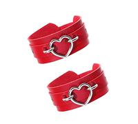 JJDreams 2Pcs Bracelet en Cuir Punk Femmes Rock Biker Set Gothique Large