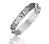 JJDreams Bracelet en acier inoxydable 12MM Bracelet Bible Bangle Croix de Prière Acier inoxydable Chaîne de Bicyclette Chaîne de Moto Bracelet pour Homme comme cadeau