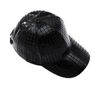 JJDreams Casquette de Baseball en Cuir de PU Casquette de Rappeur Unisexe à Calotte Ajustable pour Le Carnaval,Noir