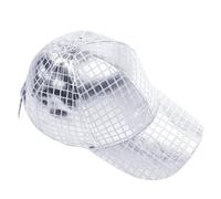 JJDreams - Casquette de Baseball en Cuir PU - Chapeau de Rappeur Unisexe à Calotte Ajustable pour Le Carnaval - Argent
