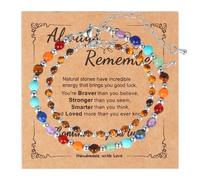 JJDreams Chakra Bead Bracelet Bracelet pour femme de pierres naturelles avec perle en argent naturelles Bracelet de perles de cristaux de guérison pour femme Bracelet de yoga,marron+couleur
