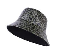 JJDreams Chapeau de Pêche Léopard, Chapeau de Soleil Réversible en PU, Chapeau de Pêche à la Mode, Vert Militaire