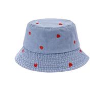 JJDreams Chapeau de pêcheur Vintage brodé au cœur - Chapeau Seau en Denim lavé Tendance, Doux, léger et Pliable pour