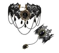 JJDreams collier Dentelle Gothique Femmes Bracelet et Collier Noir Set Vampire