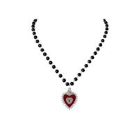 JJDreams Collier Punk Gothique Collier de Perles Noires avec Pendentif en Coeur Tour de cou,Oeil du Diable