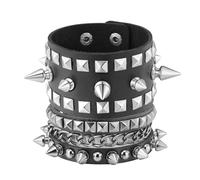 JJDreams Ensemble de deux bracelets de style gothique pour femmes punk large bracelet en cuir pour Halloween fête costumée