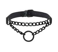 JJDreams gothique Punk O Ring collier ras du cou avec chaîne réglable Vintage collier en cuir PU pour les femmes