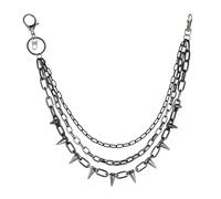 JJDreams Jeans Chains Retro Double Line Spikes Three Layer Trouser Chains Hip Hop Punk Rock Gothic Chain Jeans Link for Women and Men,Black