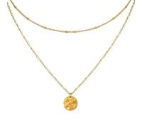 JJDreams - Jeu de chaînes superposées Chaîne à pendentifs en acier inoxydable avec pièce de monnaie à pendentif pour collier ras du cou pour dames avec chaîne boho,or