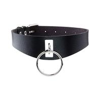 JJDreams Punk Noir Choker Vintage Cool Large En Cuir PU Gothique O Ring Collier Collier pour Femmes