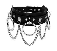 JJDreams Punk PU Cuir Col Noir Choker Collier Femmes Spike Rivets Métal Gothique Large Collier