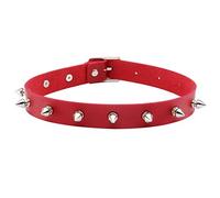 JJDreams Vintage Goth Rivet Spike Choker Punk PU Collier En Cuir Pour Femmes Réglable, Couleur Rouge