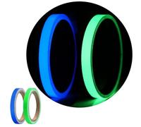 JJHXM 2 Rouleaux Autocollant Fluorescent,1cmx5m Ruban Autocollant,Imperméable Ruban, Ruban Adhésif,pour avertissement de sécurité,Escaliers,Marches(bleu+Vert)