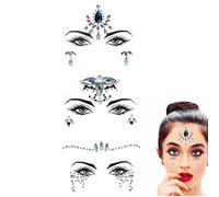 JJiaoLinin Autocollant Visage, 3 Feuilles Ensembles de Gemmes de Visage Tatouage Temporaire Visage Gemmes Strass Autocollant Femmes Tatouage Temporaire Strass Visage pour le Maquillage