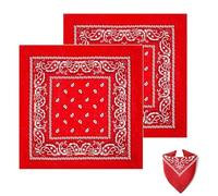 JJiaoLinin Bandana, Lot de 2 Foulard carré,Classique Bandanas Foulard avec Motif Cachemire Fichu,Accessoires de Costume d'halloween, Bandanas carrés idéaux pour Le Cyclisme Hip-hop, 55 * 55cm, Rouge