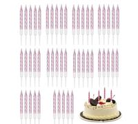 JJiaoLinin Bougie Anniversaire,Pack de 50 Spirale Bougies Gâteaux, Métalliques Bougies à Gâteau avec Support,pour la Décoration de Gâteaux de Mariage et de fête d'anniversaire (Or Rose)