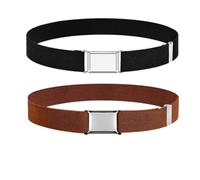 JJiaoLinin Ceinture Enfant,2 Pièces Ceinture Enfant Garçon Réglable Ceinture Enfant avec Boucle Carrée Argentée Ceinture Elastique pour Enfants Large Pour Garçons Et Filles