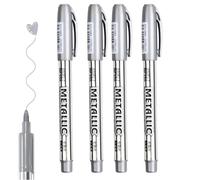 JJiaoLinin Feutres Marqueurs Métallisés Métalliques,4 pcs Marqueur Permanent Argent Stylos Marqueurs Métalliques pour Création de Carte DIY Album Photo Calligraphie Dessin et Signature
