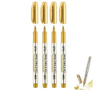 JJiaoLinin Feutres Marqueurs Métallisés Métalliques,4 pcs Marqueur Permanent Or Stylos Marqueurs Métalliques pour Création de Carte DIY Album Photo Calligraphie Dessin et Signature