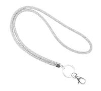JJiaoLinin Lanière Collier en Cristal, Cordon Tour de Cou Porte Badge Porte Carte Cou en Cristal Cordon Tour de Cou avec Strass avec Boucle Mousqueton et Anneau Porte-clés Argenté Blanc