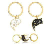 JJiaoLinin Lot de 2 Porte-Clés Assorti en Acier Inoxydable pour Couple, Porte-Clés en forme de Chats Mignon, pour Petit ami,Amoureux des Chats,Meilleur ami,Mari,Femme,Cadeau pour Noël,Anniversaire
