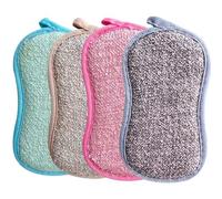 JJiaoLinin Lot de 4 Eponge Reutilisable Lavable de Cuisine,Éponge Microfibre,Anti Rayure et Multi-Surfaces,pour Nettoyer la Vaisselle, Les Pots