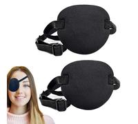 JJiaoLinin Patchs Oculaires Réglables pour Adultes et Enfants,2Pièces Extensible Patch Oeil Oculaire Patch Pirate avec Sangle Réglable Patch,Noir