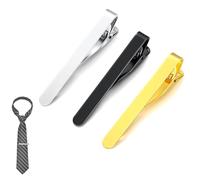 JJiaoLinin Pince à Cravate Homme,3pcs Pince à Cravate Cuivre, Epingle a Cravate Homme, pour d'affaires, Mariage, Vêtements de Tous Les Jours (Or, Argent, Noir)