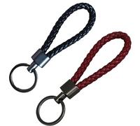 JJiaoLinin Porte Cle Cuir Tressé, 2 pièces Porte Clé Voiture, Porte-Clés de Voiture en Cuir, Anneaux Porte Clé Moto, pour Voiture, Moto, VéLo Et Maison, Hommes Femmes(Noir et Rouge)