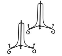JJiaoLinin Présentoir de Fer, 2 Pack Noir Chevalet en Fer Forgé, Support de Cadre Photo, pour Photo, Cadres pour Image, Livres de Cuisine, Assiettes décoratives, Tableaux et pièces d’Art(5 Pouces)