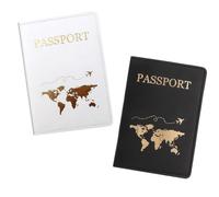 JJiaoLinin Protege Passeport, 2 Pcs Etui Passeport, Porte Passeport Cuir, Pochette Passeport pour Hommes et Femmes pour Passeport, Carte de Billet, Carte de crédit, Cartes de Visite (Noir et Blanc)