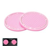 JJiaoLinin sous-Verres D'Insertion de Voiture, 2pièces Porte Gobelet Voiture sous Verres de Voiture Universel Adorables sous-Verres de Voiture Porte-gobelet de Voiture en Caoutchouc Antidérapant Rose