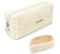 JJiaoLinin trousse à Crayons, Étuis à Crayons, Velours Côtelé, Grande Trousse De Papeterie, Maquillage, Esthétique, pour Garçons et Filles, Esthétique Ado (Blanc)