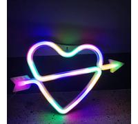 JJJ Lampe au néon,enseignes lumineuses en forme d'arc de Cupidon à LED,enseigne lumineuse au néon Cupidon,pour la décoration de la chambre à coucher actionnée par USB/batterie (Multicolore)