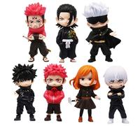 JJK Figurine d'action Gojo Satoru pour gâteau - Statue de l'anime Fushiguro Megumi - Lot de 7 mini figurines de dessin animé - Décoration d'anniversaire en PVC