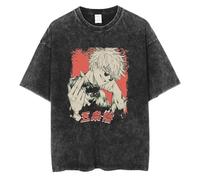 JJK Gojo Satoru T-shirt Fushiguro Toji T-shirt Anime Ryomen Sukuna T-shirt Itadori Yuji, T-shirt vintage délavé à manches courtes décontracté tendance en coton pour femmes et hommes, Type 4, M