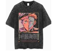 JJK Gojo Satoru T-shirt Fushiguro Toji T-shirt Anime Ryomen Sukuna T-shirt Itadori Yuji, T-shirt vintage délavé à manches courtes décontracté tendance en coton pour femmes et hommes, Type 5, XL