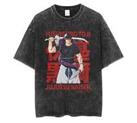 JJK Gojo Satoru T-shirt Fushiguro Toji T-shirt Anime Ryomen Sukuna T-shirt Itadori Yuji, T-shirt vintage délavé à manches courtes décontracté tendance en coton pour femmes et hommes, Type 3, M