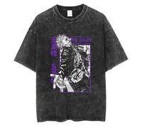 JJK Gojo Satoru T-shirt Fushiguro Toji T-shirt Anime Ryomen Sukuna T-shirt Itadori Yuji, T-shirt vintage délavé à manches courtes décontracté tendance en coton pour femmes et hommes, Type 1, XXL